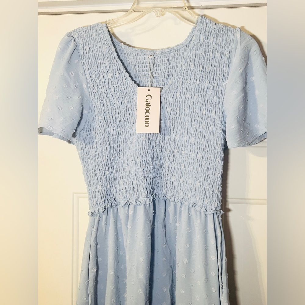 Galocmo Floral Summer Dress | Maxi, V-Neck Short Sleeve, Empire Waist, Boho SZ M - Picture 6 of 7